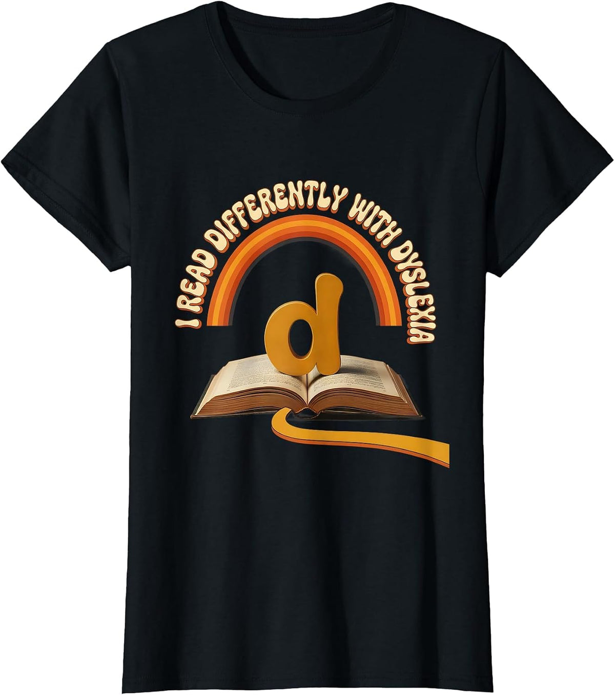 I Read Differently With Dyslexia Retro 70s Dyslexia T-Shirt - Black