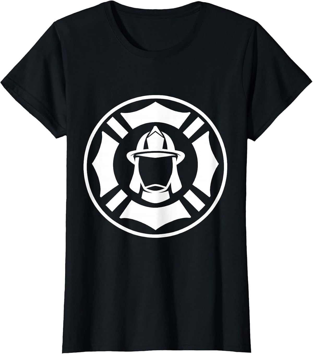 Firefighter Badge Silhouette Patriotic Thin Red Line Tribute T-Shirt - Black