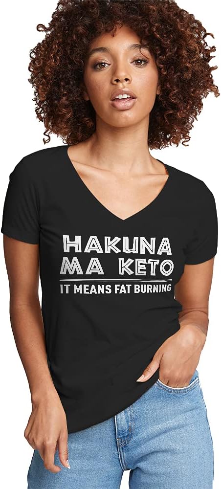 Hakuna Ma Keto Womens V-Neck T-Shirt - Black