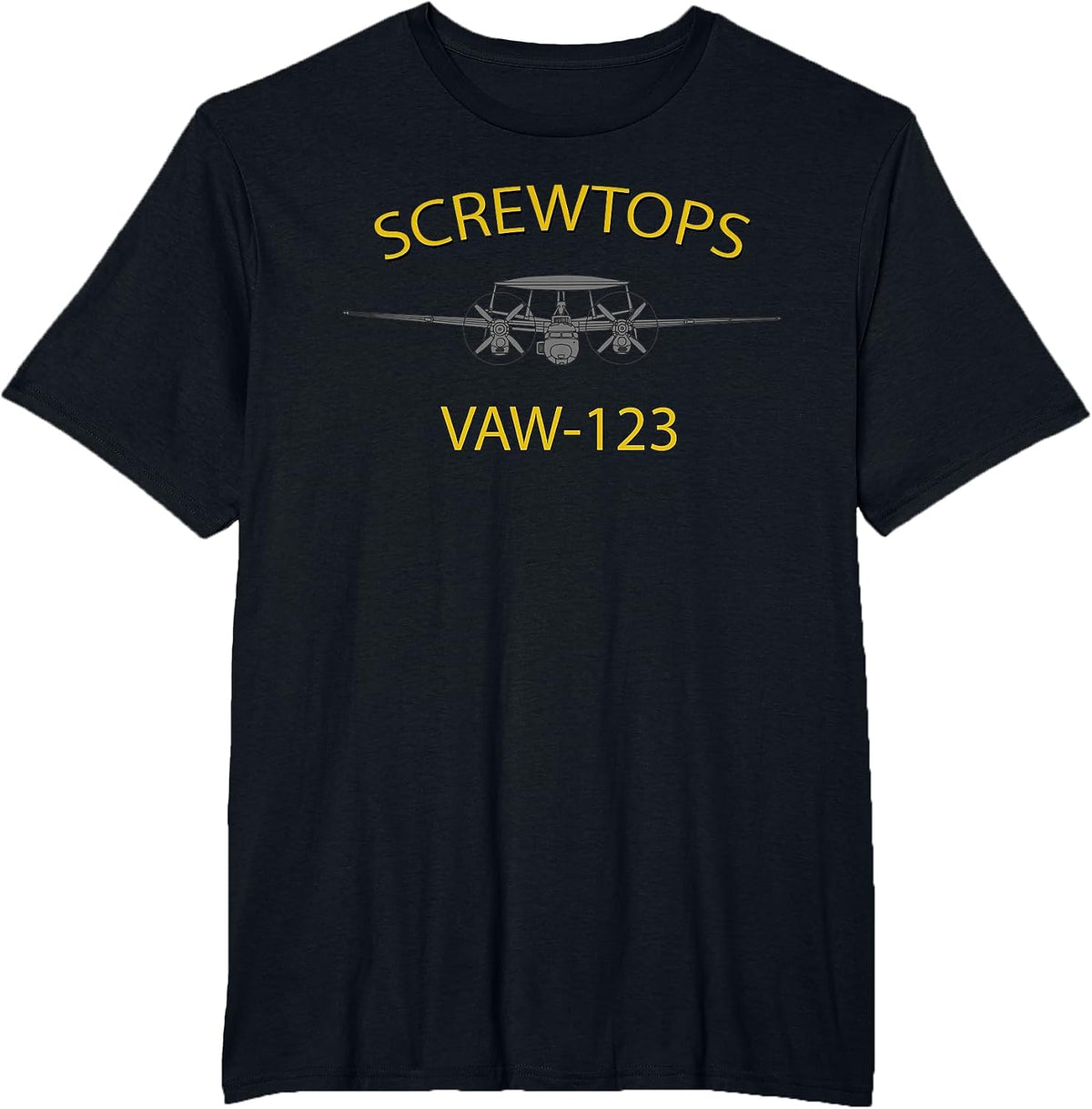 VAW-123 Hawkeye T-Shirt Screwtops Squadron E-2 T-Shirt - Black