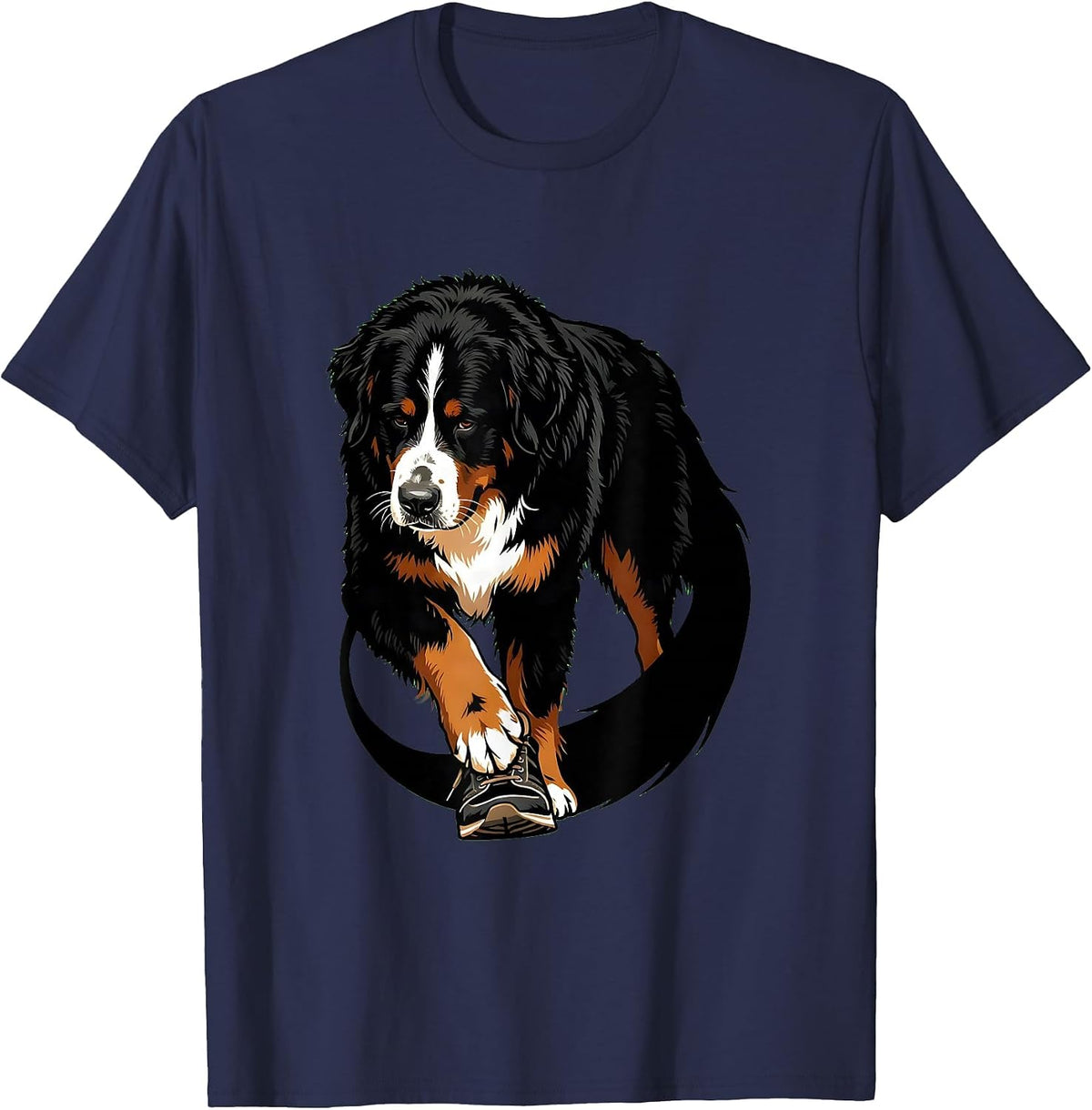 Bernese Mountain Dog Silhouette Pet Lover Humor T-Shirt - Navy Blue