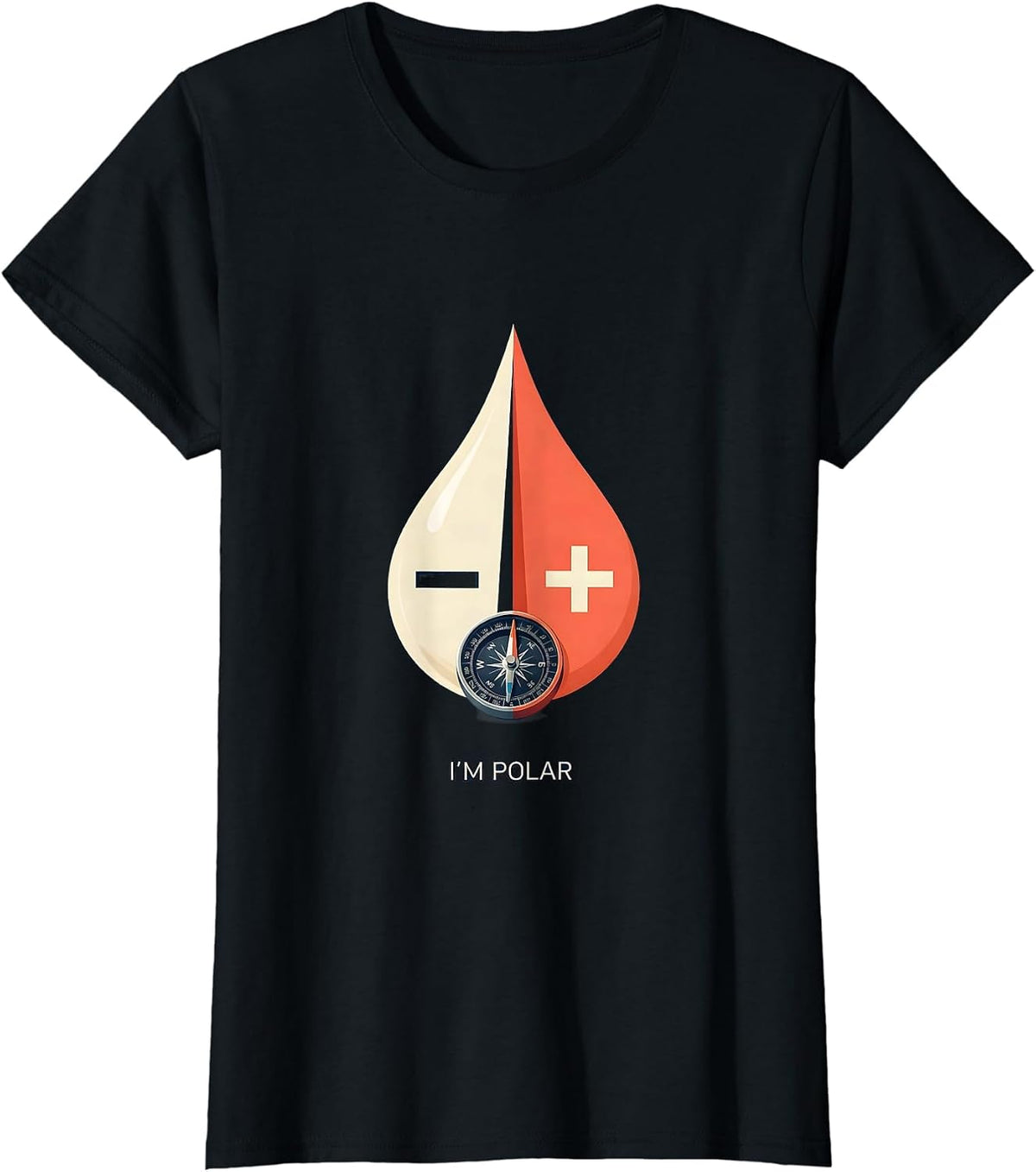 Women's I'm Polar Funny Chemistry Science Teacher Physics Student T-Shirt - Black