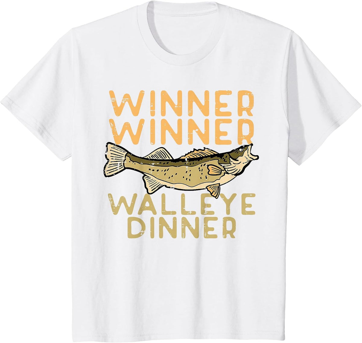Winner Walleye Dinner Fishing Funny Fisherman Men Women Kids T-Shirt - White