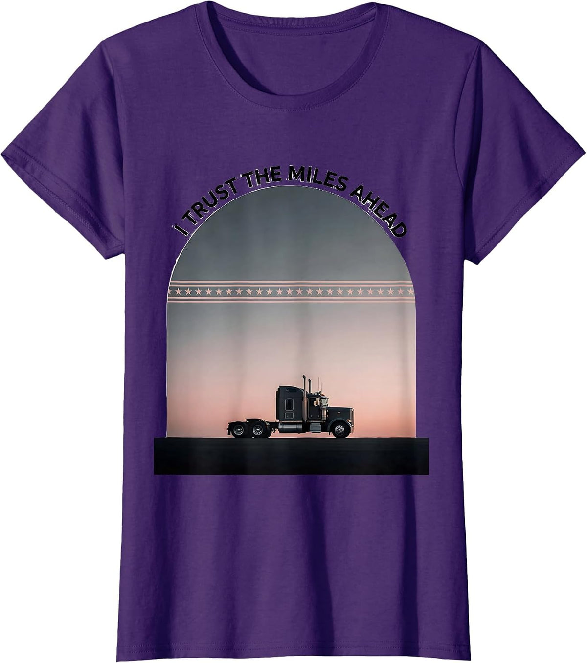 Women's I Trust The Miles Ahead Patriotic Semi Truck Driver American T-Shirt - Purple