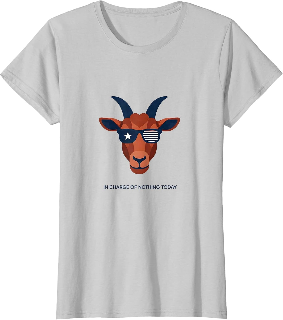 In Charge of Nothing Today Funny Goat Sunglasses Animal T-Shirt - Silver Grey