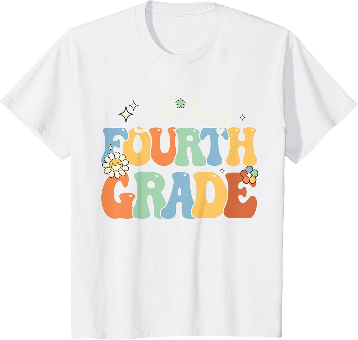 Oh Hey Fourth Grade Groovy 4th Grade Teacher Back to School T-Shirt - White