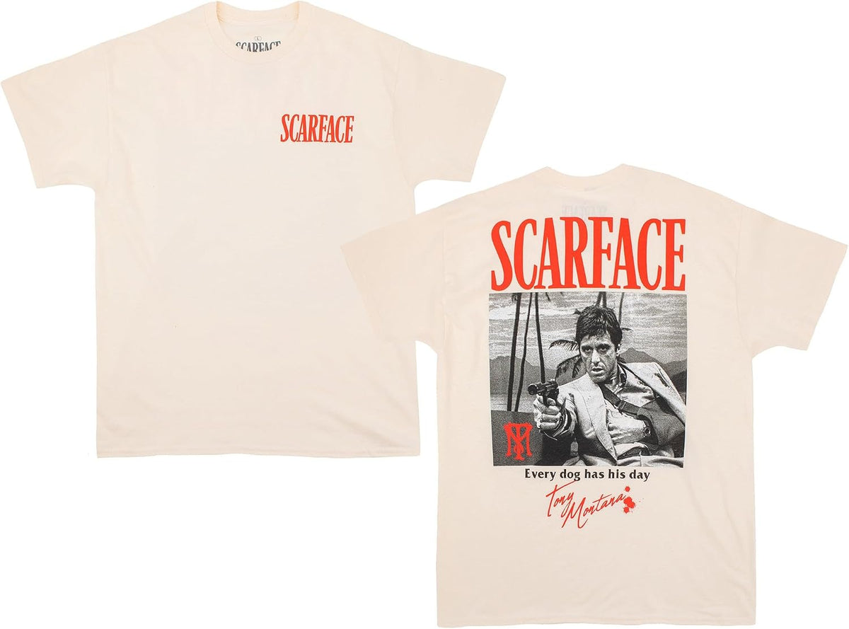 Ripple Junction Crime Movie Vintage Men's Graphic T-Shirt Officially Licensed - Scarface Every Dog Has His Day - Natural