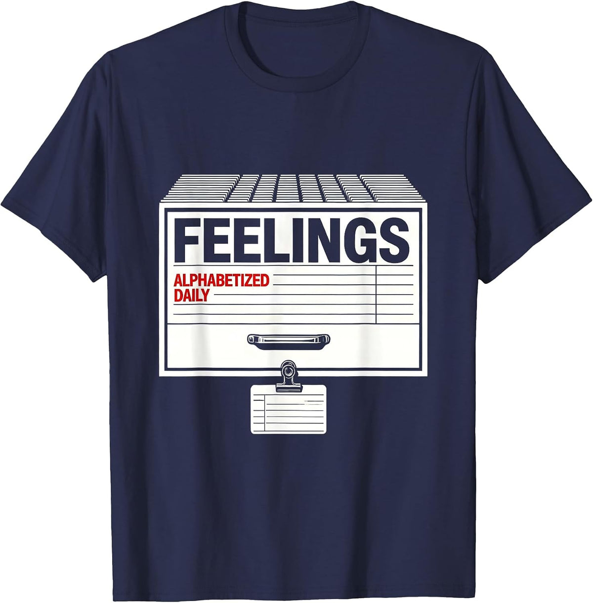 Feelings, Alphabetized Daily Groovy Retro School Counselor T-Shirt - Navy Blue