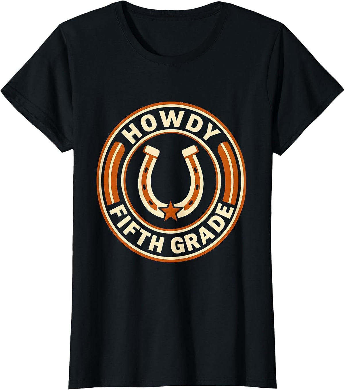 Women's Howdy Fifth Grade Western Cowgirl Teacher Back To School T-Shirt - Black
