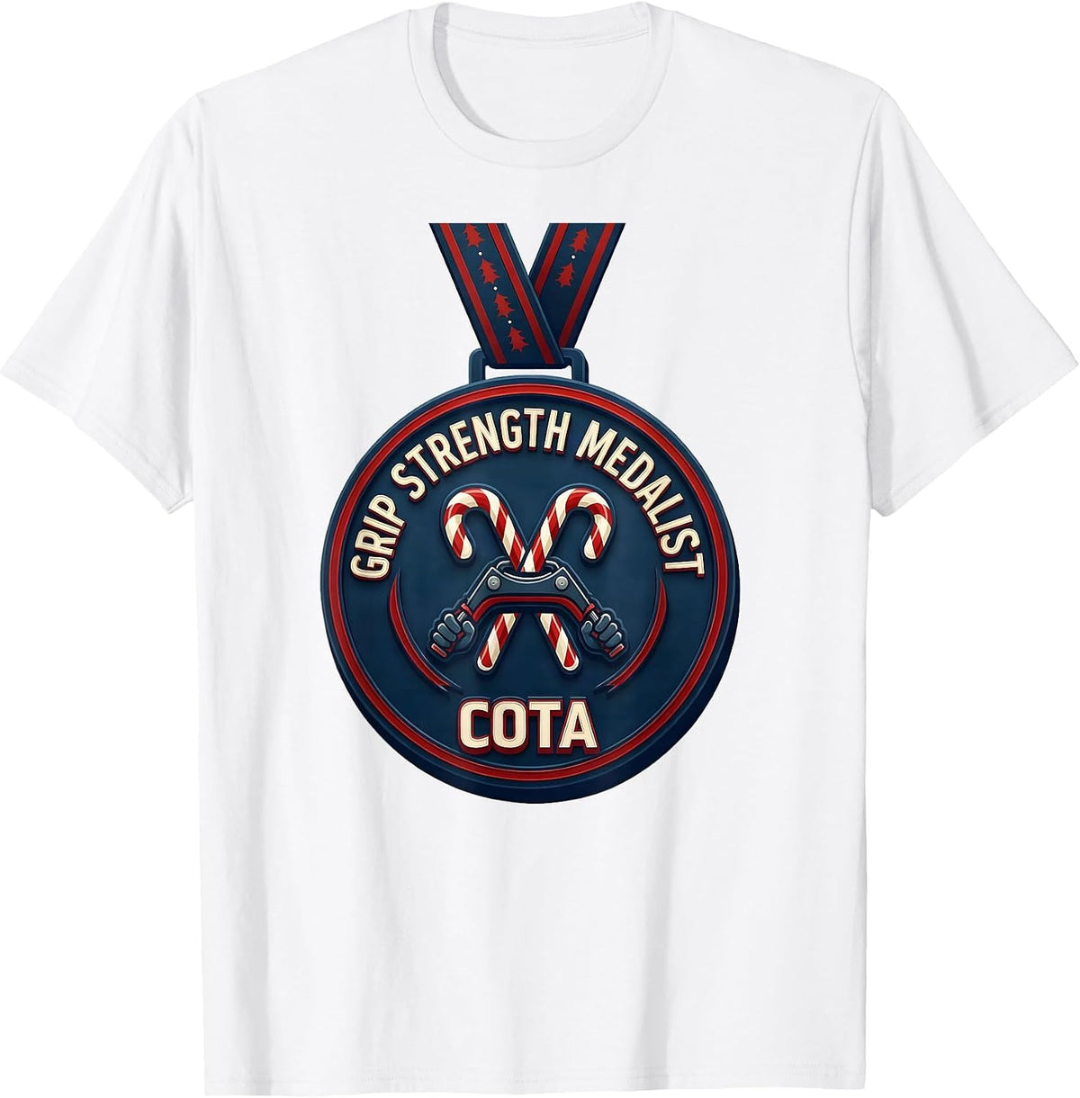Men's Grip Strength Medalist COTA Occupational Therapist Christmas T-Shirt - White