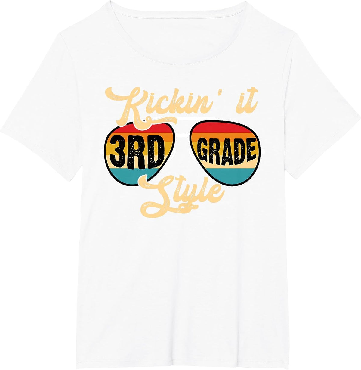 Retro Kickin It 3rd Grade Style Teacher Back to School T-Shirt - White