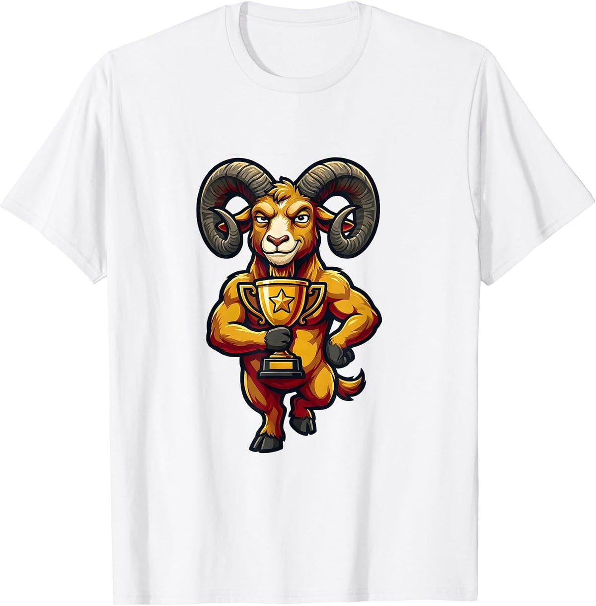 Men's GOAT Mascot Logo Sports Fan Farm Animal Humor T-Shirt - White