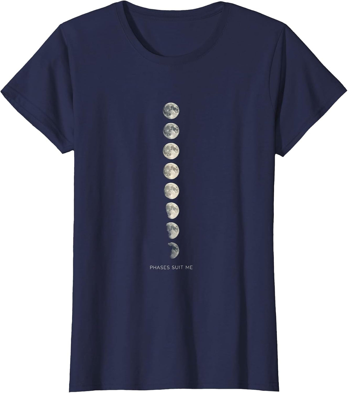 Women's Phases Suit Me Vintage Astronomy Celestial Lunar Cycle T-Shirt - Navy Blue