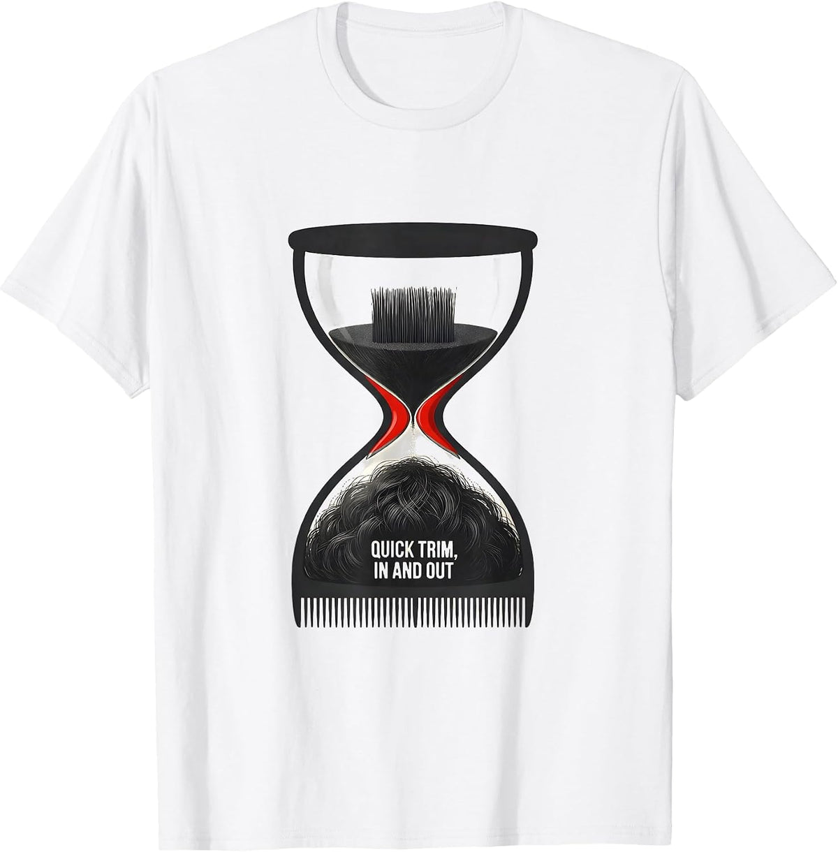 Men's Quick Trim In And Out Funny Hairdresser Barber Gift T-Shirt - White