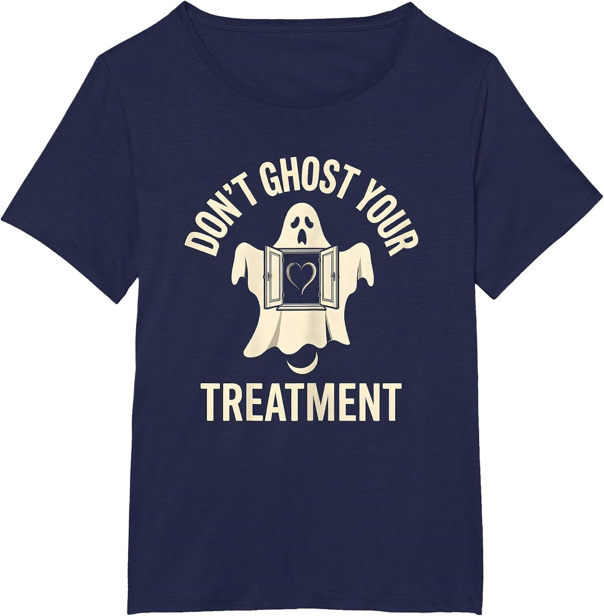 Women's Don't Ghost Your Treatment Halloween Mental Health Awareness T-Shirt - Navy Blue