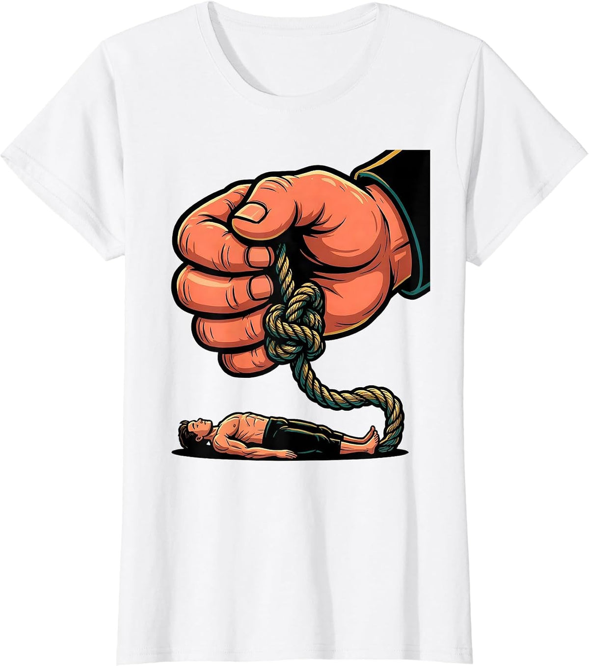 Exaggerated Practitioner Hand Untying Knot Massage Therapist T-Shirt - White