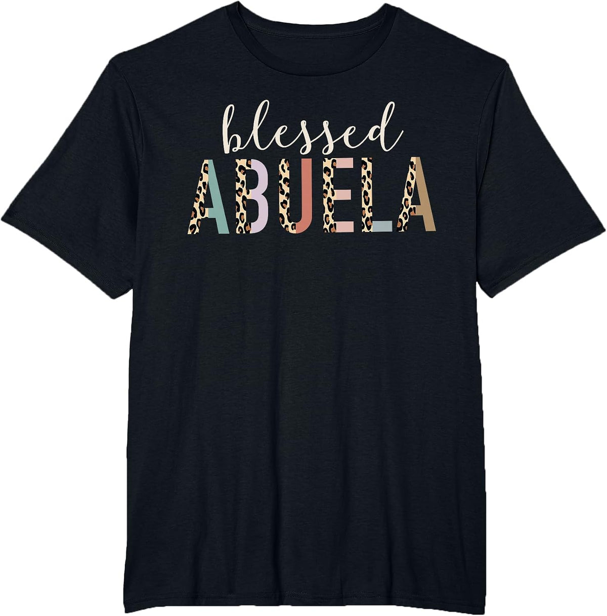 Blessed Abuela Cute Leopard Print T-Shirt - Black