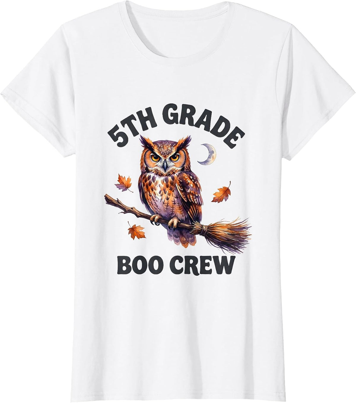 5th Grade Boo Crew Watercolor Halloween Teacher Student T-Shirt - White