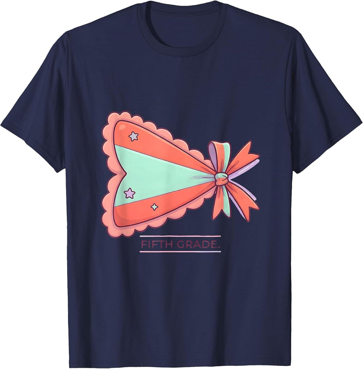 Men's Fifth Grade Cute Kawaii Back To School Girl Teacher T-Shirt - Navy Blue