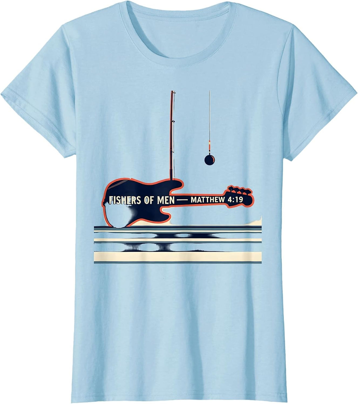 Fishers Of Men Matthew 4:19 Bass Silhouette Christian T-Shirt - Baby Blue