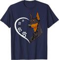 Doberman Pinscher Shirts for Women Girls Kids Heart Cute T-Shirt - Navy Blue