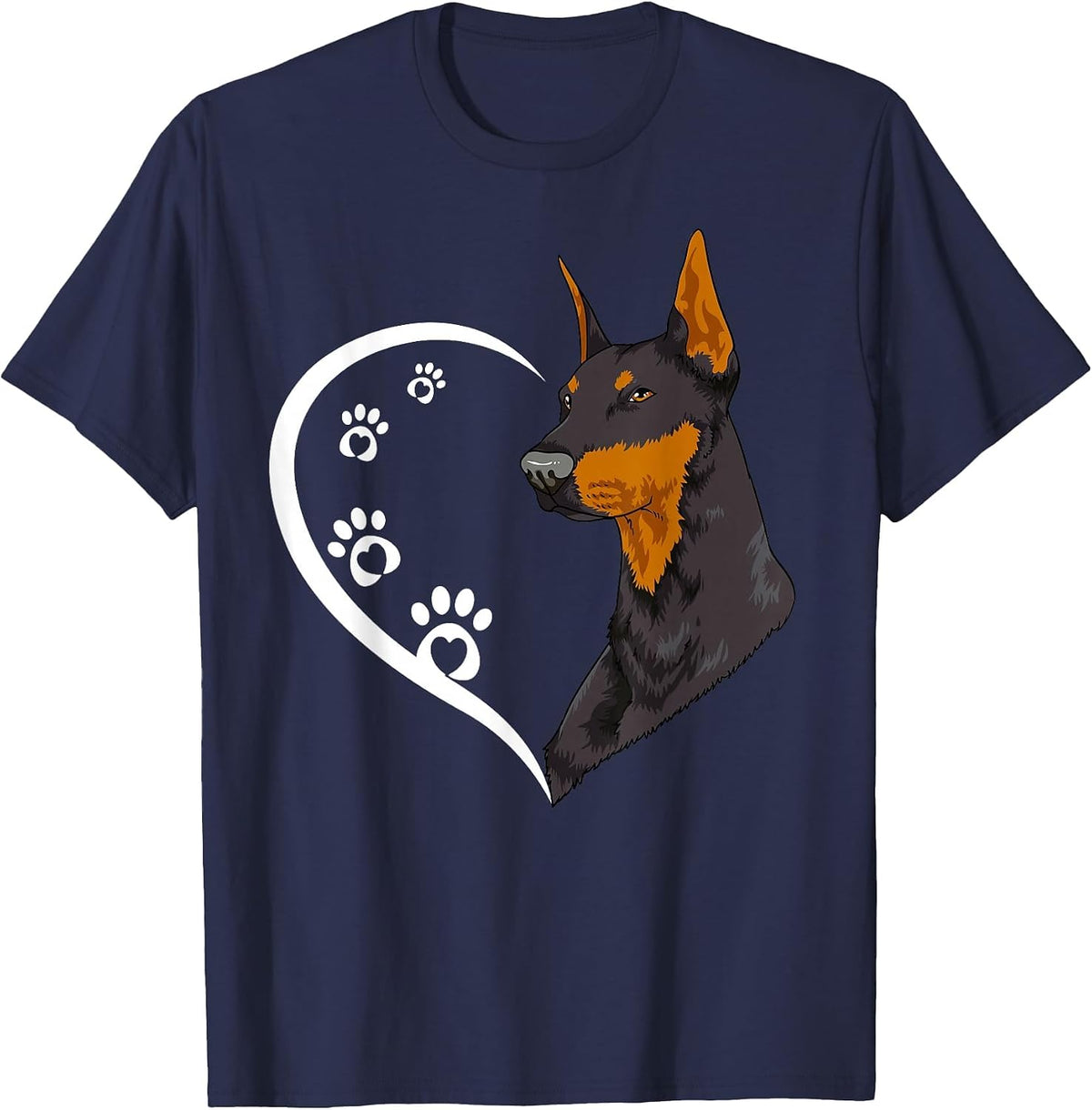 Doberman Pinscher Shirts for Women Girls Kids Heart Cute T-Shirt - Navy Blue