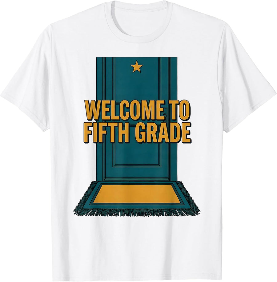 Welcome to Fifth Grade Editorial Conceptual Girls Back T-Shirt - White