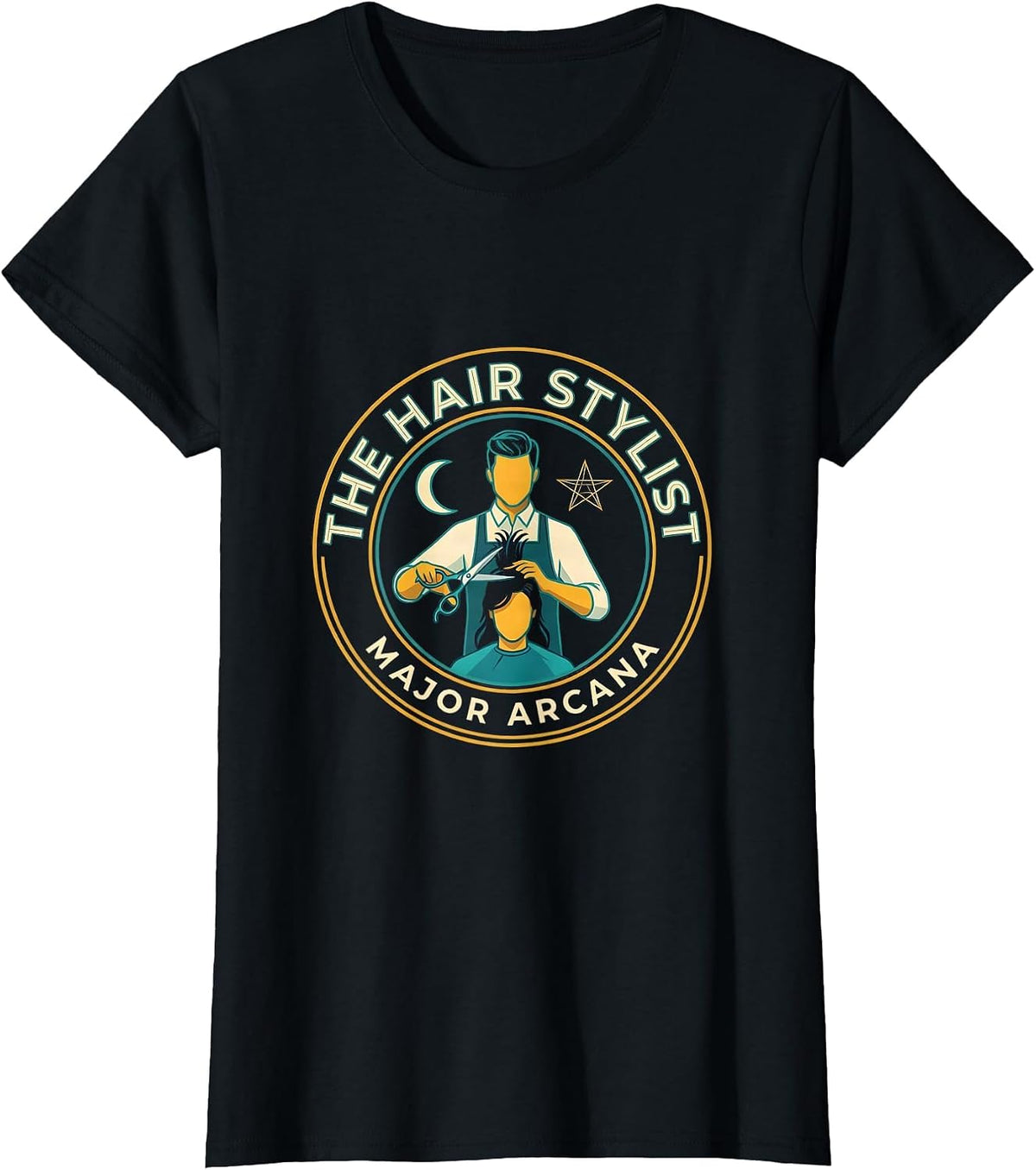 Women's The Hair Stylist, Major Arcana Gothic Tarot Humor Gift T-Shirt - Black