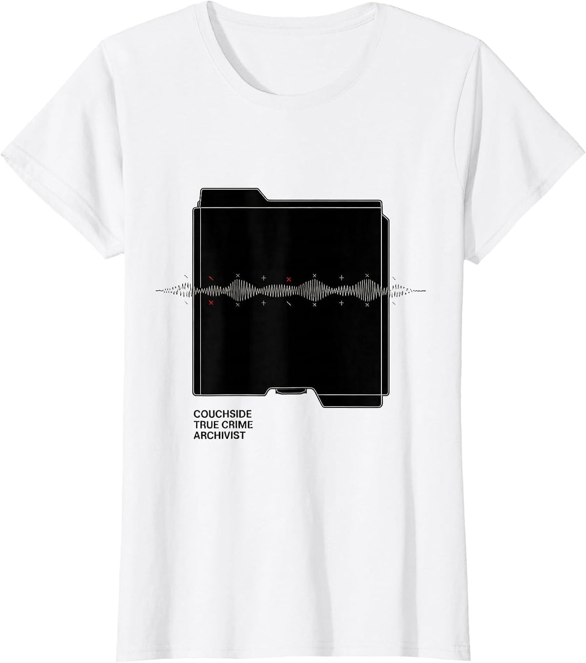 Couchside True Crime Archivist Funny True Crime Fan Podcast T-Shirt - White