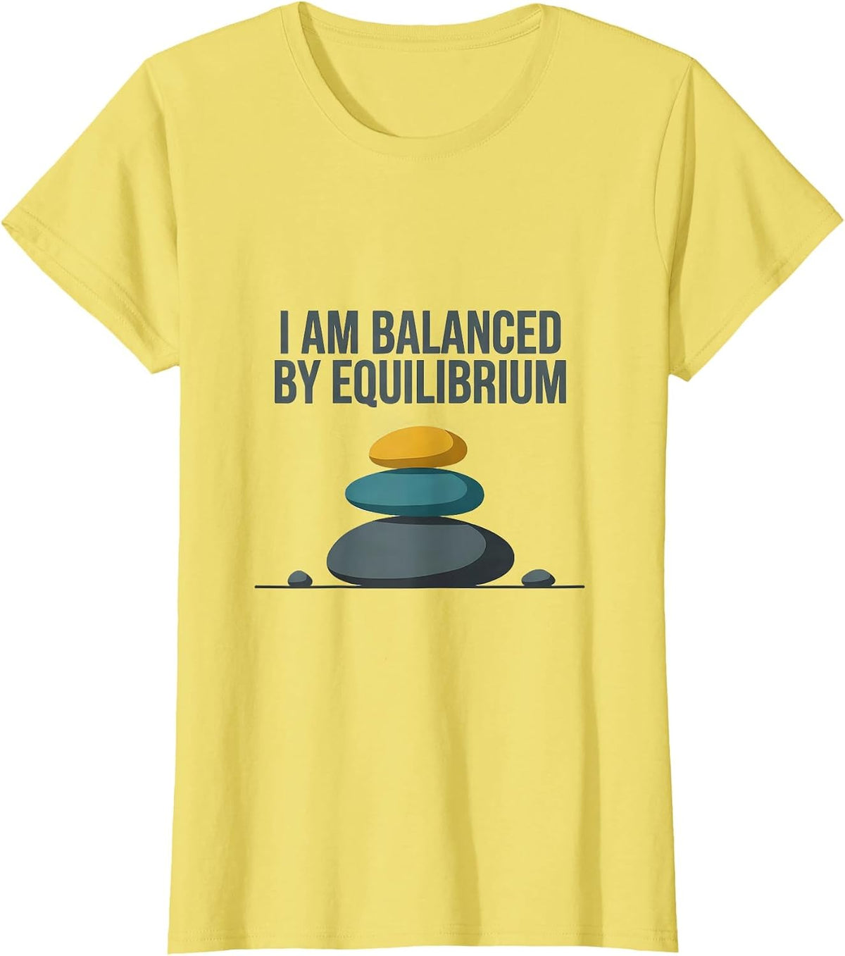 I Am Balanced By Equilibrium Funny Physics Pun Humor T-Shirt - Lemon Yellow