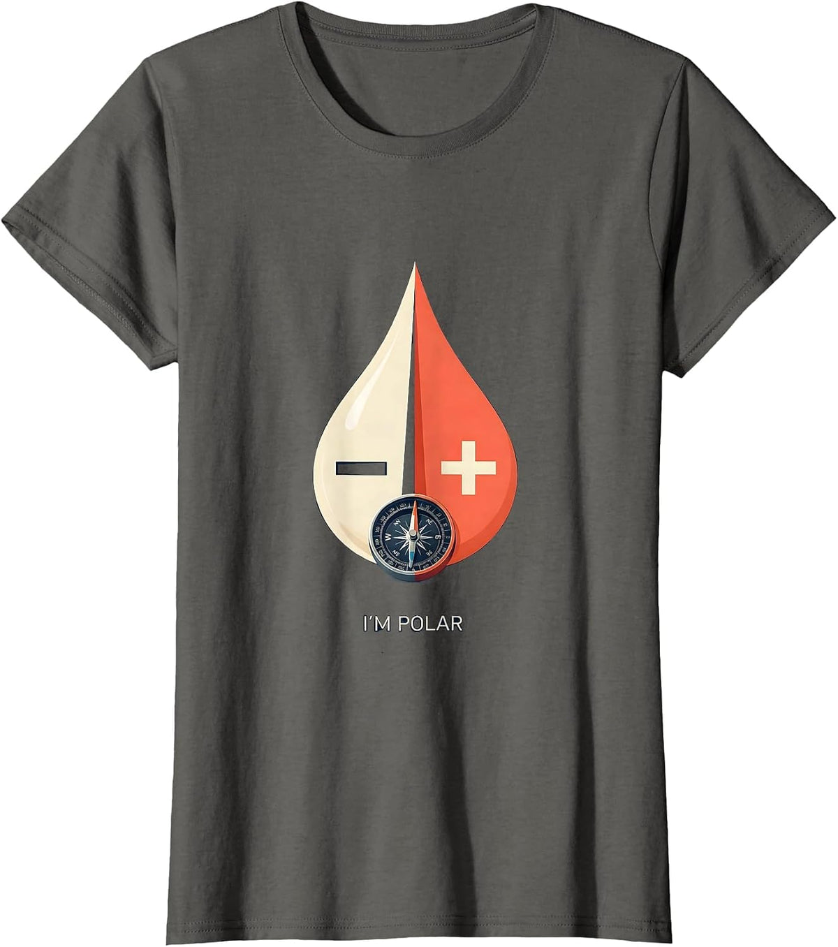 Women's I'm Polar Funny Chemistry Science Teacher Physics Student T-Shirt - Asphalt Grey