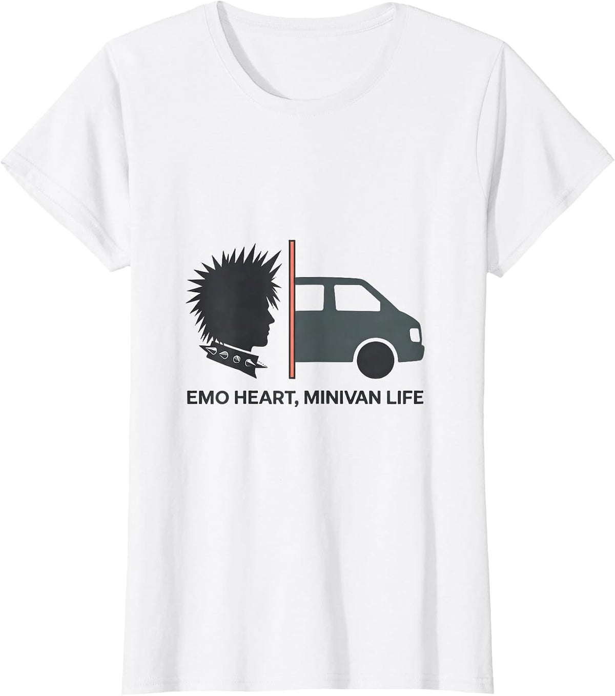 Emo Heart Minivan Life Funny Elder Emo Goth Nostalgia T-Shirt - White