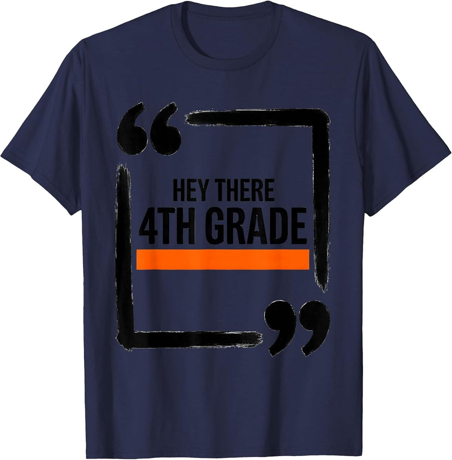 Hey There, 4th Grade Funny Back To School Teacher Crew T-Shirt - Navy Blue