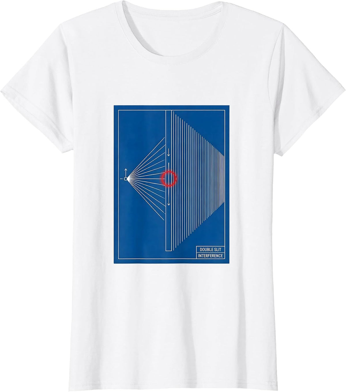 Double Slit Interference Technical Blueprint Quantum Physics T-Shirt - White