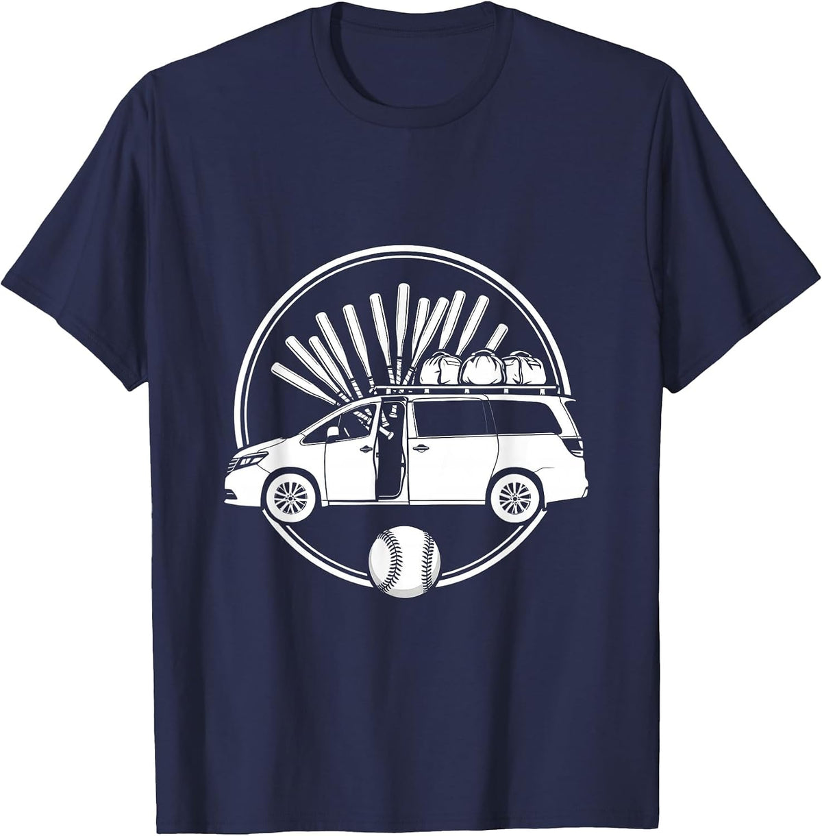 Softball Mom Minivan Graphic Tee T-Shirt - Navy Blue