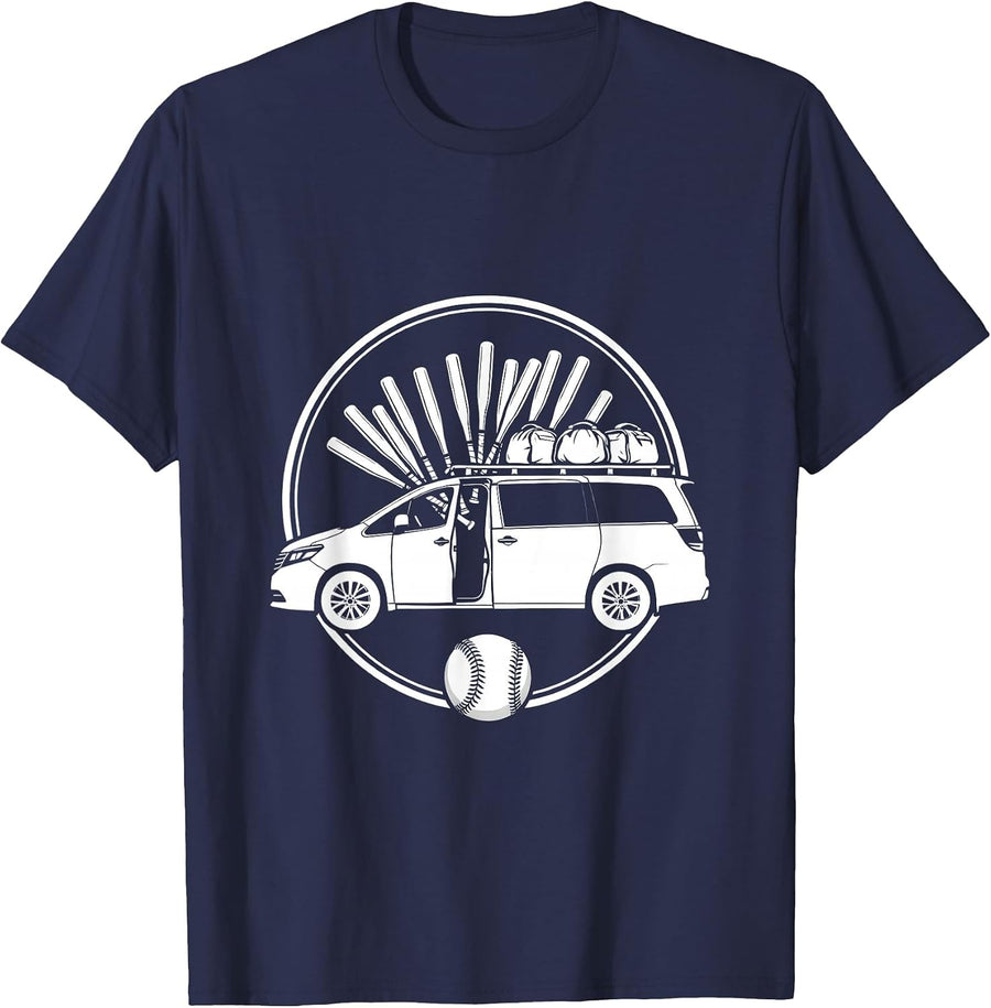 Softball Mom Minivan Graphic Tee T-Shirt - Navy Blue