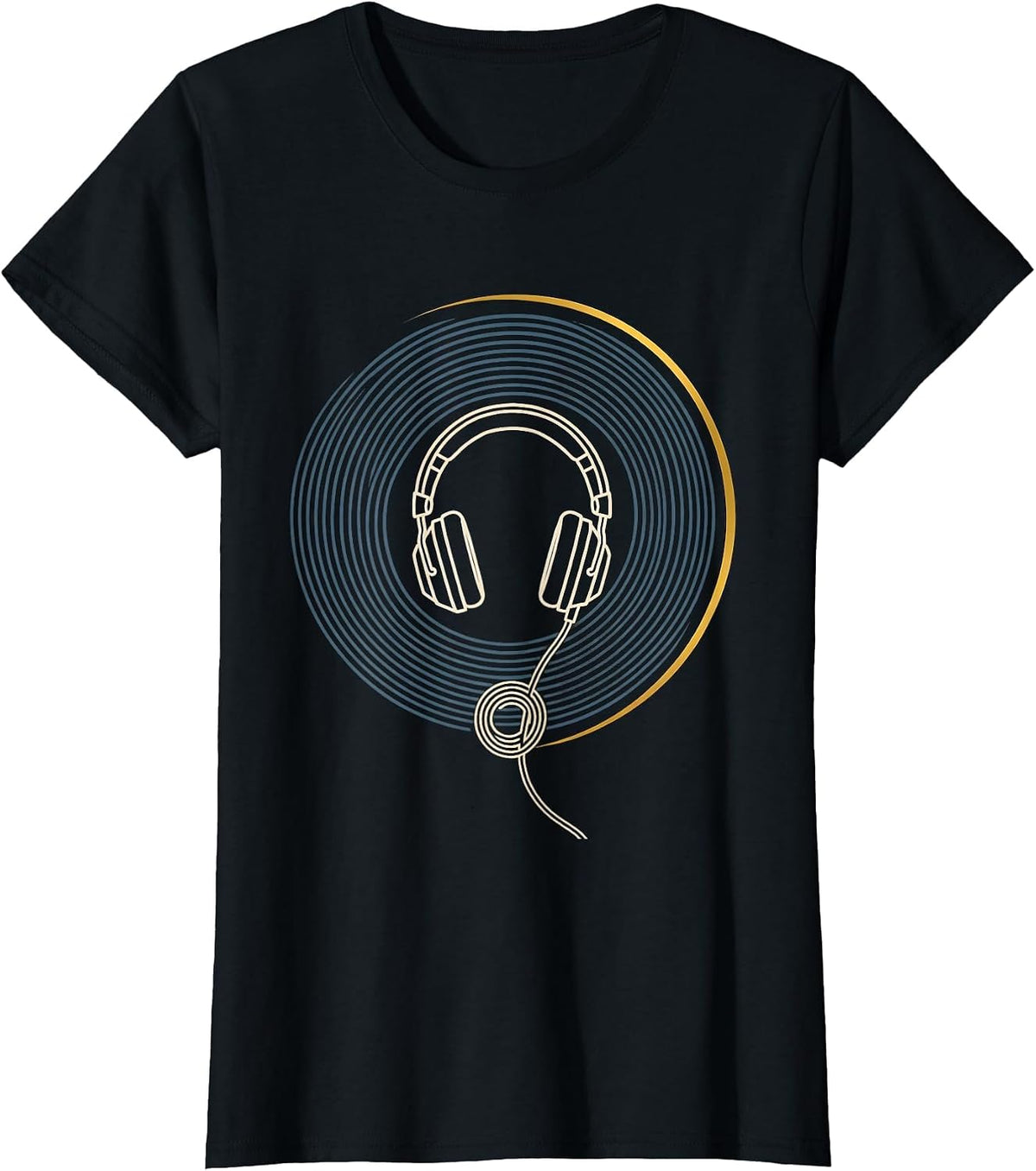 Open Headset Thin Gold Line 911 Dispatcher Tribute T-Shirt - Black