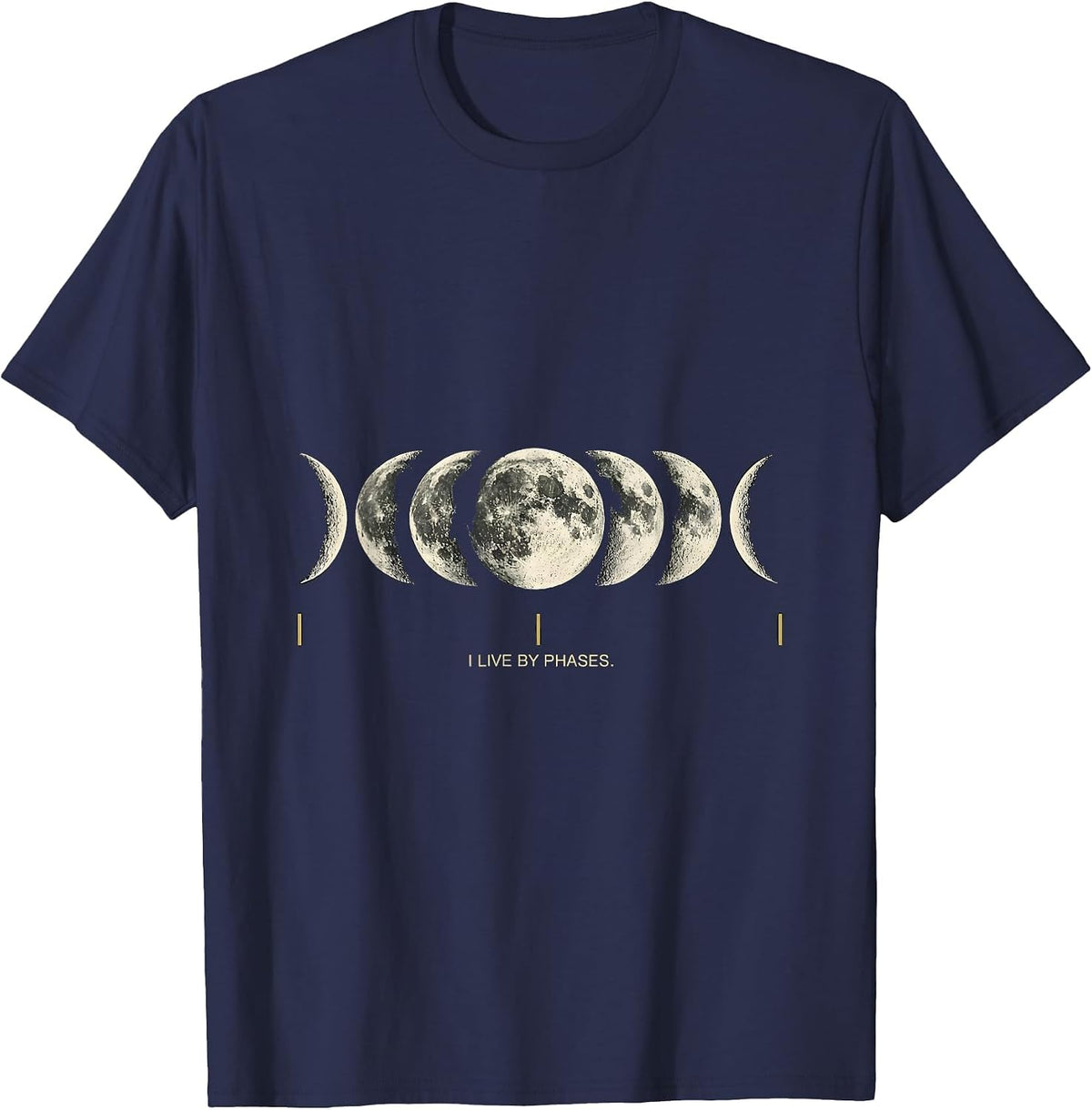 Men's I Live By Phases Celestial Moon Phase Astronomy Boho Graphic T-Shirt - Navy Blue