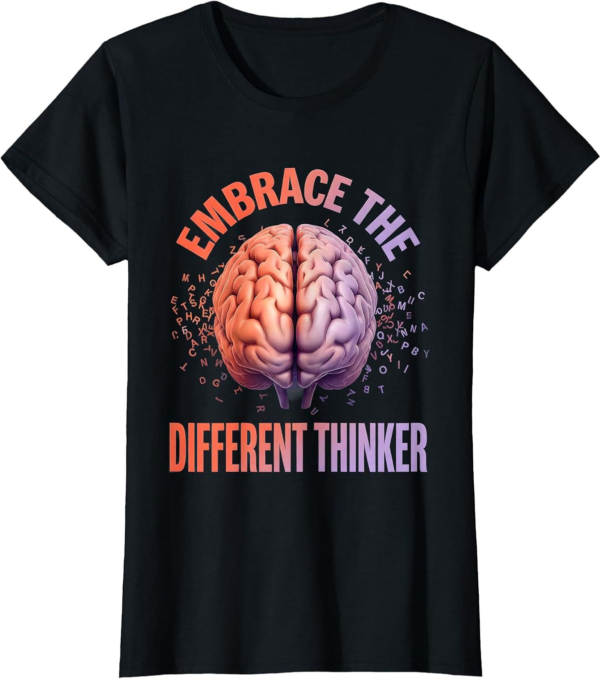 Women's Embrace the Different Thinker Dyslexia Awareness T-Shirt - Black