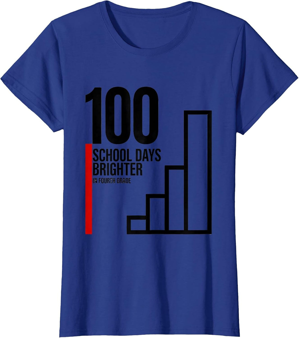 Women's 100 School Days Brighter In Fourth Grade Retro T-Shirt - Royal Blue