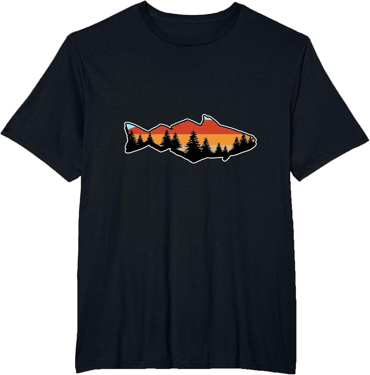 Fishing Fish Sihouette Bass Walleye Fisherman Angling T-Shirt - Black