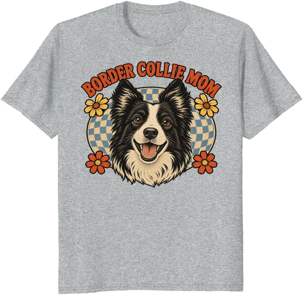 Border Collie Mom T-Shirt Cosmic Crown Dog Crest Graphic Tee - S6