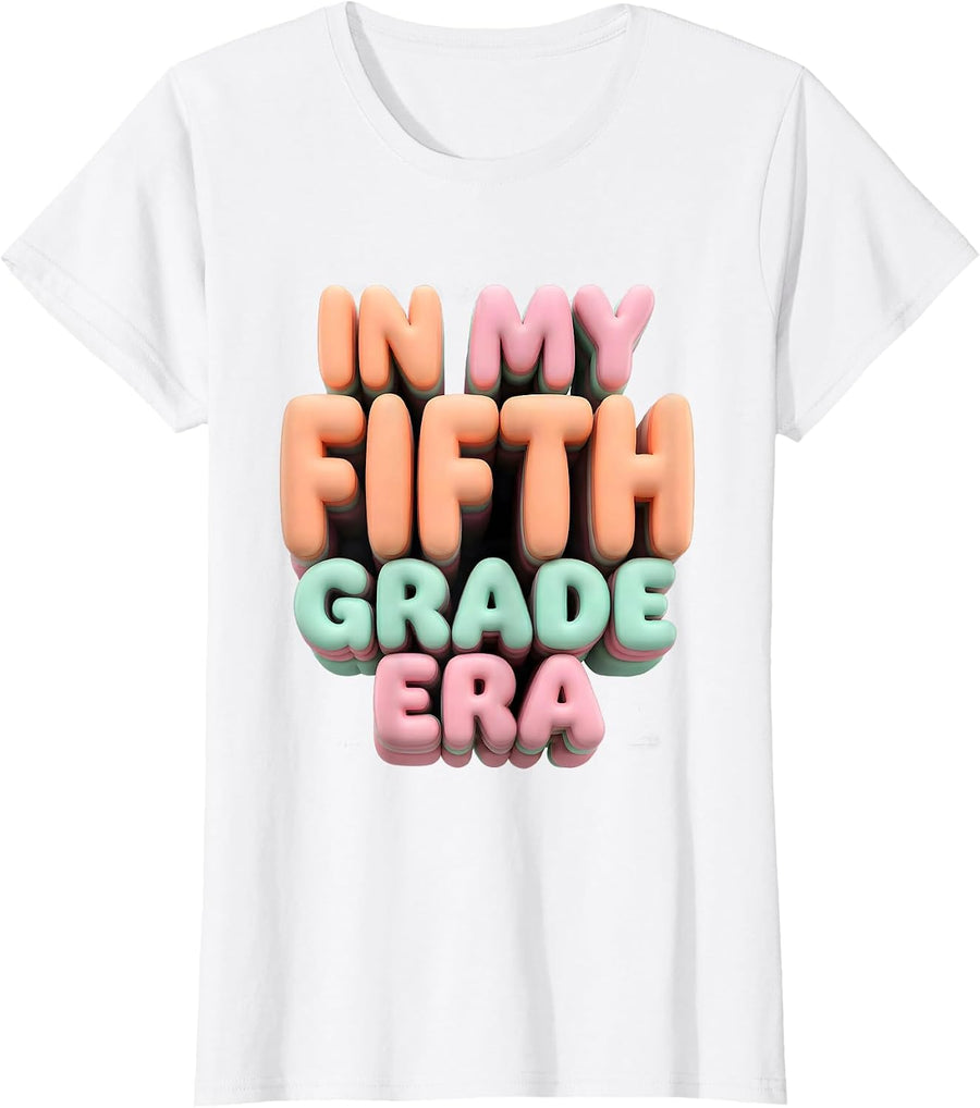 Women's In My Fifth Grade Era Groovy 5th Grade Back To School Era T-Shirt - White