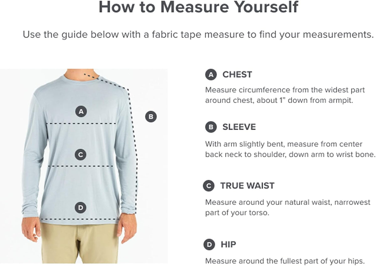 Free Fly Men's Low Tide Tee - size chart