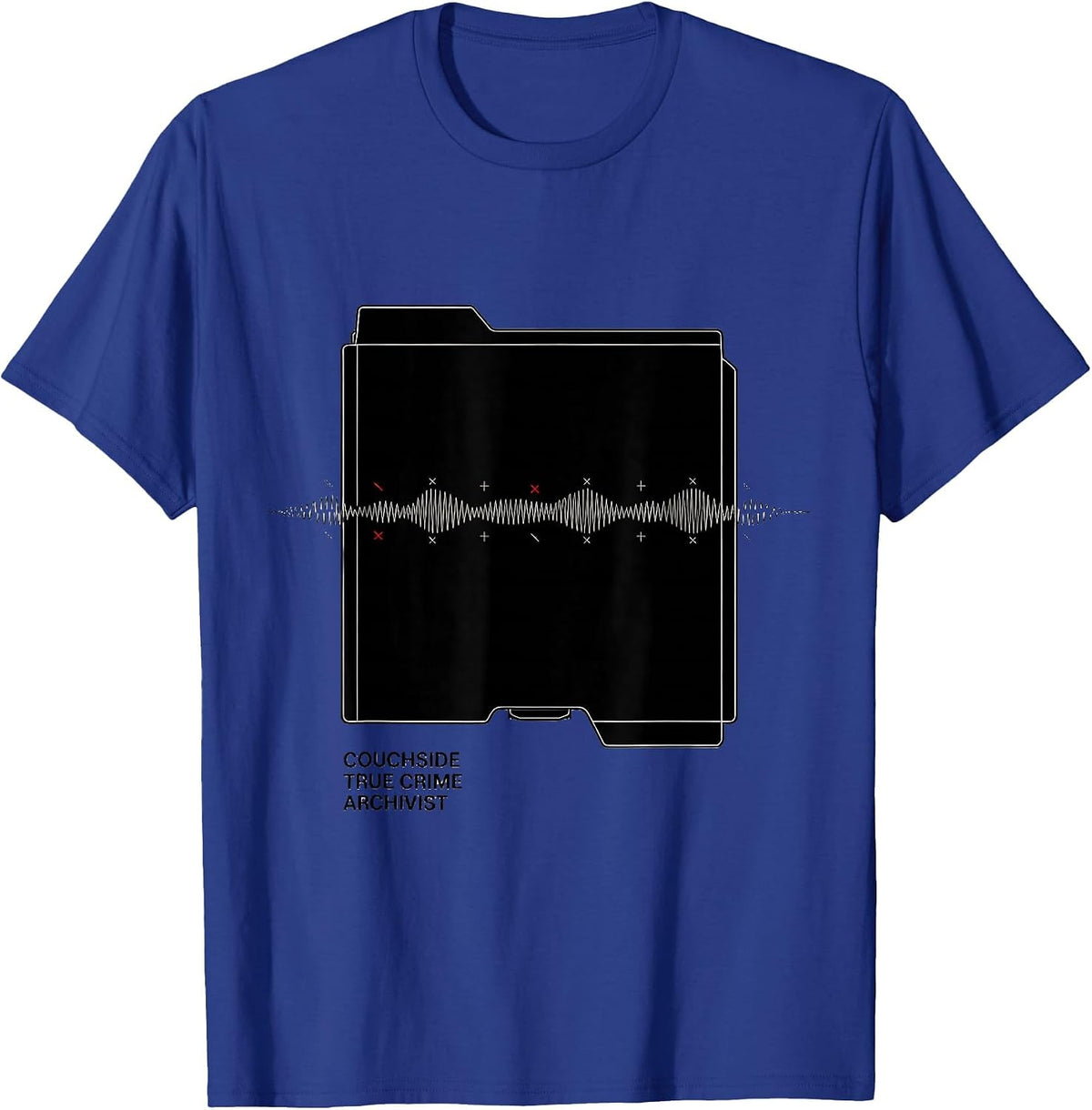 Couchside True Crime Archivist Funny True Crime Fan Podcast T-Shirt - Royal Blue