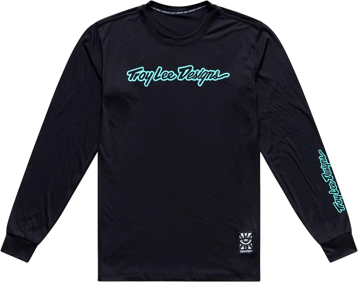 Troy Lee Designs Skyline Ride Long Sleeve Tee - Signature Black \/ Real Teal