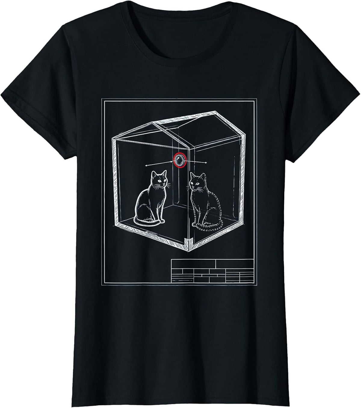 Women's Schrödingers Cat Quantum Physics Humor Science Enthusiast T-Shirt - Black