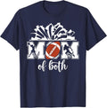 Mom of Both Proud Cheer and Football Mom T-Shirt - Navy Blue