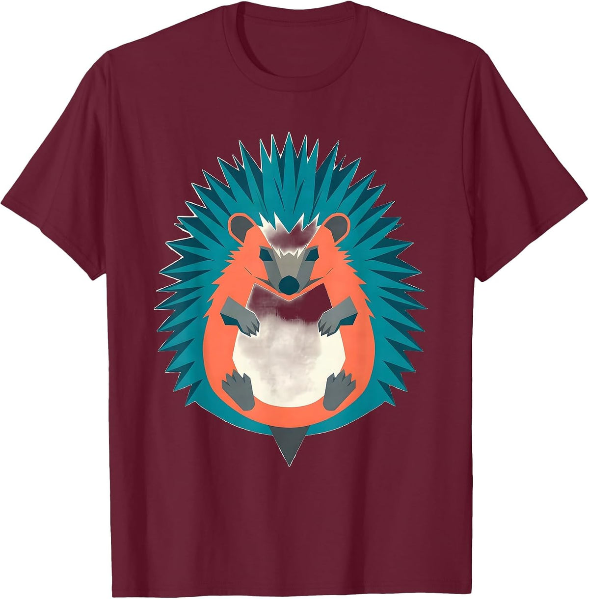 Men's Hedgehog Body Costume Funny Halloween Animal T-Shirt - Burgundy