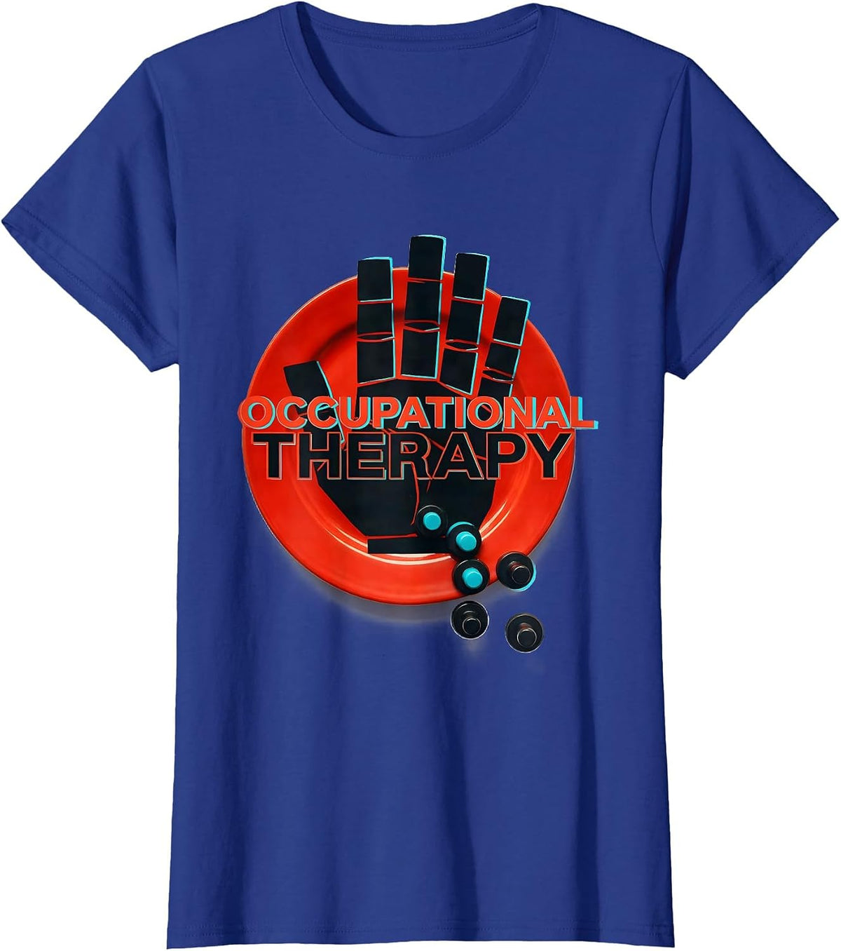 Women's Occupational Therapy New Wave Retro OT Therapist Gift T-Shirt - Royal Blue